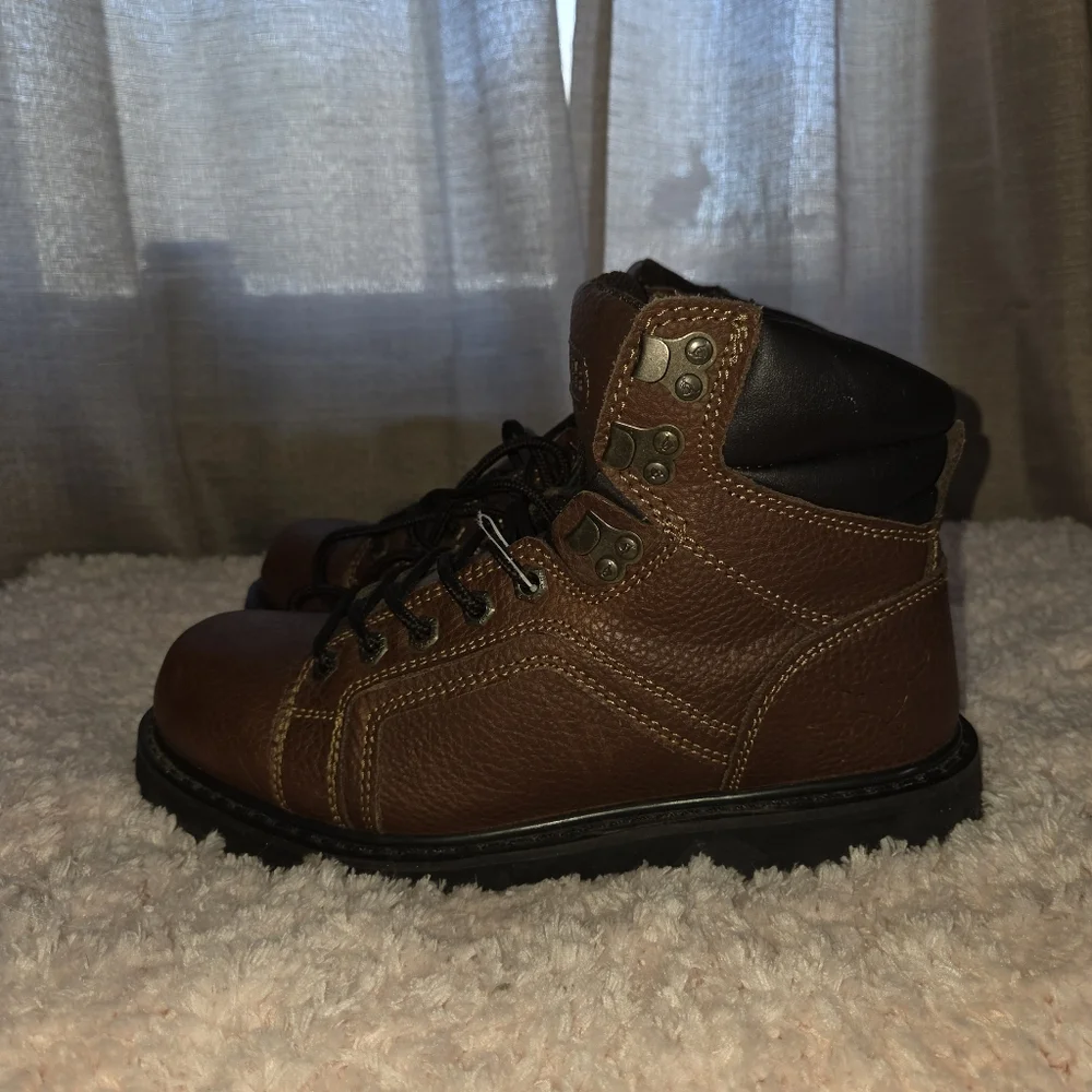 Texas Steer 8 wide Men's Brown Leather Work Boots oil resistant